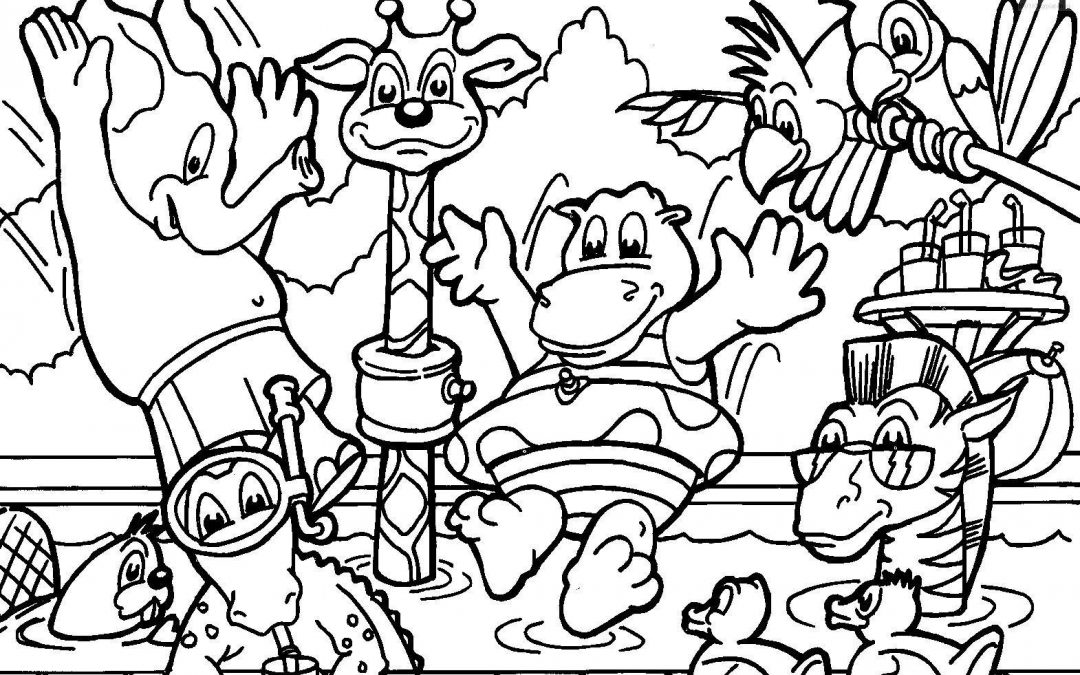 Animal Pool-Party Colouring!